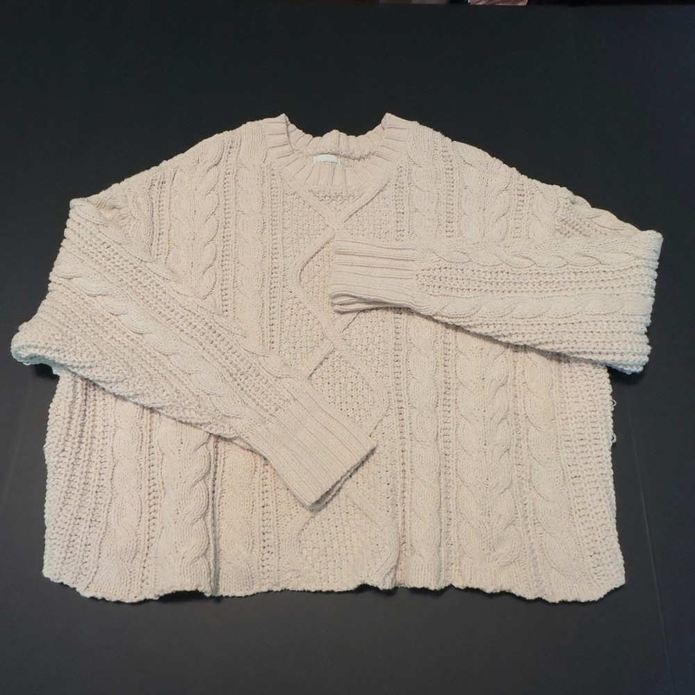 L.A. Hearts Cable Knit Sweater Ivory Cream Oversized Boho Small Cottagecore